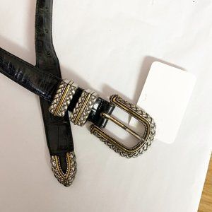 Brighton Black Textured Leather Belt